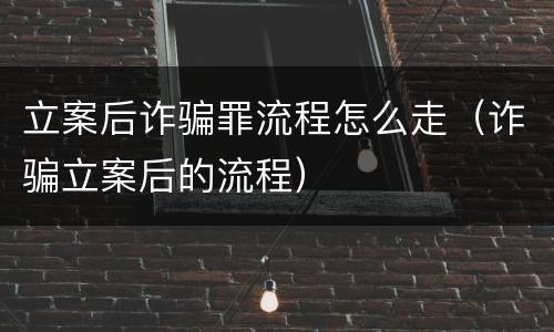立案后诈骗罪流程怎么走（诈骗立案后的流程）