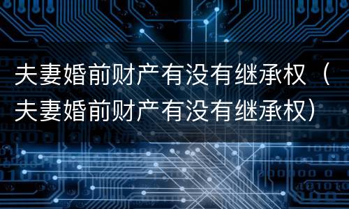夫妻婚前财产有没有继承权（夫妻婚前财产有没有继承权）