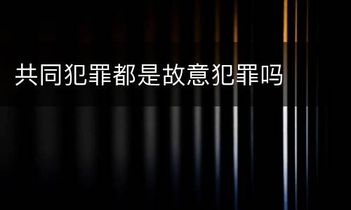 共同犯罪都是故意犯罪吗