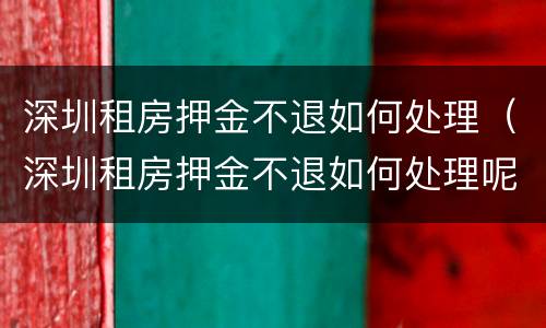 深圳租房押金不退如何处理（深圳租房押金不退如何处理呢）
