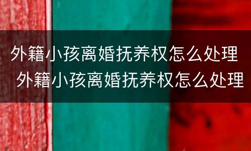 外籍小孩离婚抚养权怎么处理 外籍小孩离婚抚养权怎么处理的