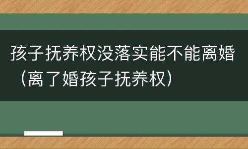 孩子抚养权没落实能不能离婚（离了婚孩子抚养权）