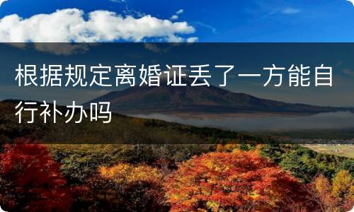 根据规定离婚证丢了一方能自行补办吗