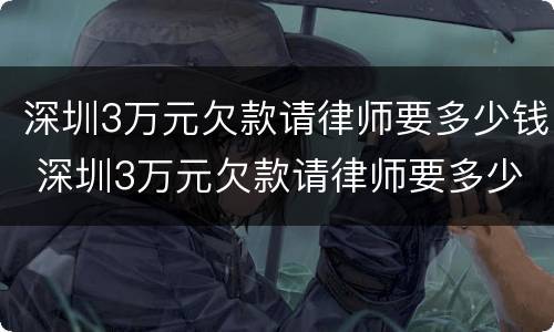 深圳3万元欠款请律师要多少钱 深圳3万元欠款请律师要多少钱一个月