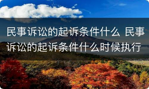 民事诉讼的起诉条件什么 民事诉讼的起诉条件什么时候执行
