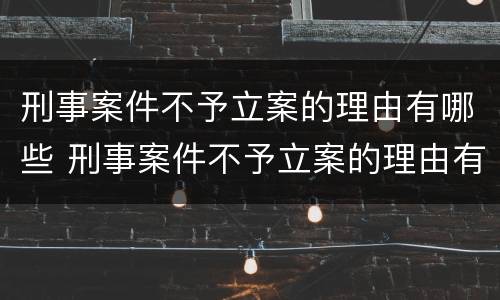 刑事案件不予立案的理由有哪些 刑事案件不予立案的理由有哪些方面