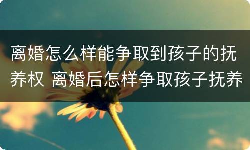 离婚怎么样能争取到孩子的抚养权 离婚后怎样争取孩子抚养权