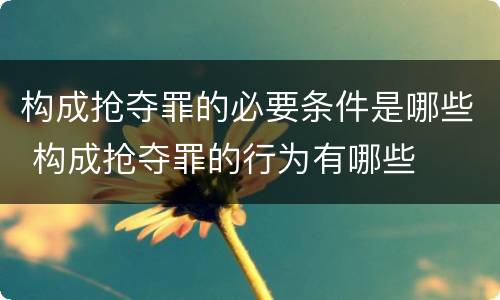 构成抢夺罪的必要条件是哪些 构成抢夺罪的行为有哪些