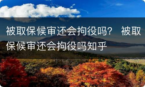 被取保候审还会拘役吗？ 被取保候审还会拘役吗知乎