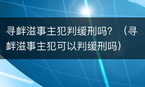 寻衅滋事主犯判缓刑吗？（寻衅滋事主犯可以判缓刑吗）