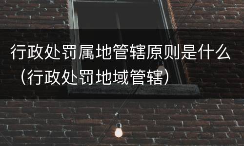 行政处罚属地管辖原则是什么（行政处罚地域管辖）