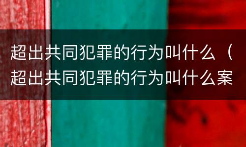 超出共同犯罪的行为叫什么（超出共同犯罪的行为叫什么案件）