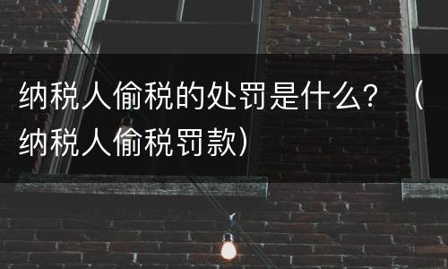 纳税人偷税的处罚是什么？（纳税人偷税罚款）