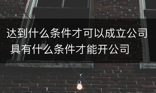 达到什么条件才可以成立公司 具有什么条件才能开公司