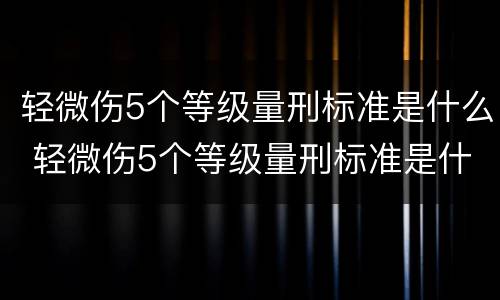 轻微伤5个等级量刑标准是什么 轻微伤5个等级量刑标准是什么意思