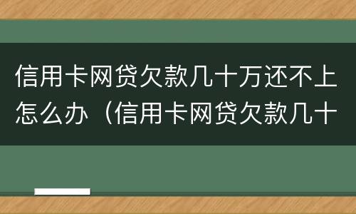 信用卡网贷欠款几十万还不上怎么办（信用卡网贷欠款几十万还不上怎么办呢）