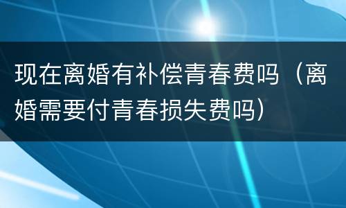 现在离婚有补偿青春费吗（离婚需要付青春损失费吗）
