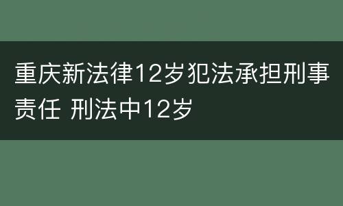 重庆新法律12岁犯法承担刑事责任 刑法中12岁
