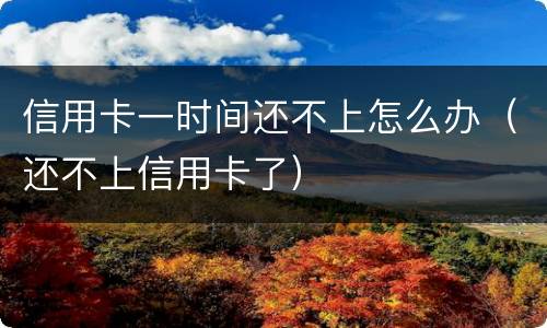 信用卡一时间还不上怎么办（还不上信用卡了）