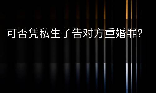 可否凭私生子告对方重婚罪？