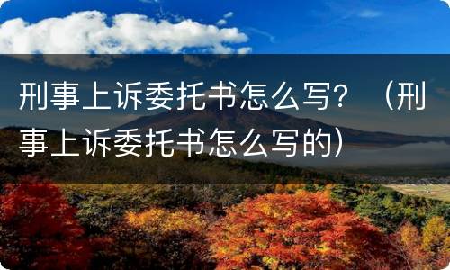 刑事上诉委托书怎么写？（刑事上诉委托书怎么写的）