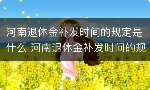 河南退休金补发时间的规定是什么 河南退休金补发时间的规定是什么呀