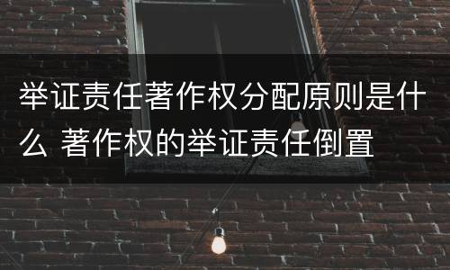 举证责任著作权分配原则是什么 著作权的举证责任倒置
