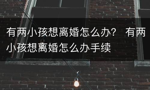 有两小孩想离婚怎么办？ 有两小孩想离婚怎么办手续