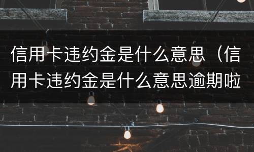 信用卡违约金是什么意思（信用卡违约金是什么意思逾期啦吗）