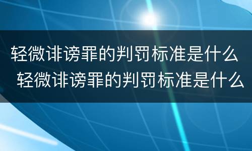 轻微诽谤罪的判罚标准是什么 轻微诽谤罪的判罚标准是什么意思