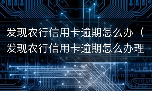 发现农行信用卡逾期怎么办（发现农行信用卡逾期怎么办理）
