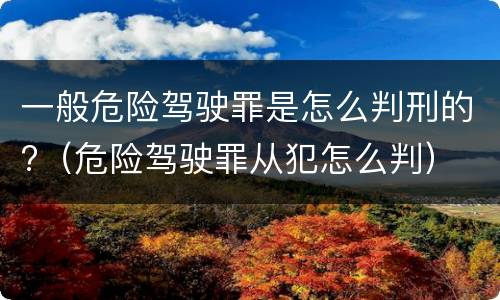 一般危险驾驶罪是怎么判刑的?（危险驾驶罪从犯怎么判）
