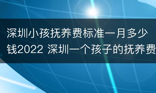 深圳小孩抚养费标准一月多少钱2022 深圳一个孩子的抚养费标准为多少