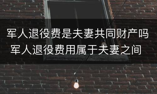 军人退役费是夫妻共同财产吗 军人退役费用属于夫妻之间