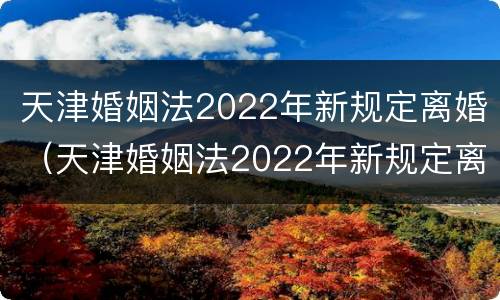 天津婚姻法2022年新规定离婚（天津婚姻法2022年新规定离婚时间）