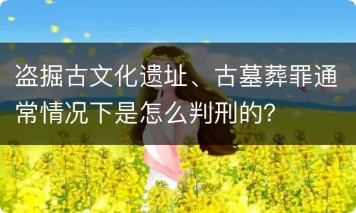 盗掘古文化遗址、古墓葬罪通常情况下是怎么判刑的？