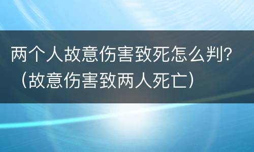 两个人故意伤害致死怎么判？（故意伤害致两人死亡）