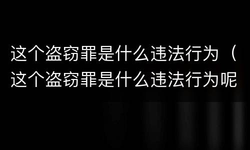这个盗窃罪是什么违法行为（这个盗窃罪是什么违法行为呢）