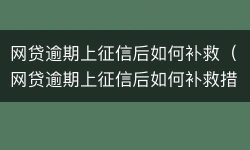 网贷逾期上征信后如何补救（网贷逾期上征信后如何补救措施）