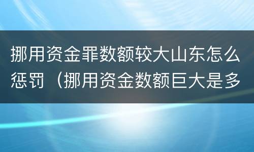 挪用资金罪数额较大山东怎么惩罚（挪用资金数额巨大是多少）