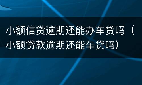 小额信贷逾期还能办车贷吗（小额贷款逾期还能车贷吗）
