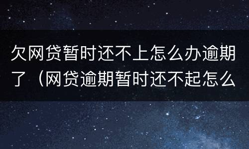 欠网贷暂时还不上怎么办逾期了（网贷逾期暂时还不起怎么办）
