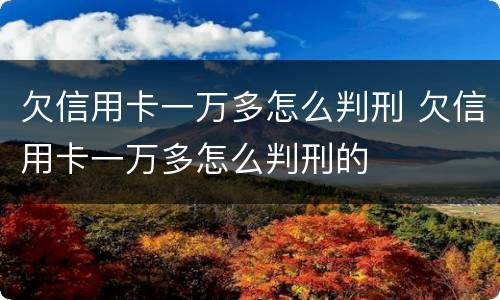 欠信用卡一万多怎么判刑 欠信用卡一万多怎么判刑的