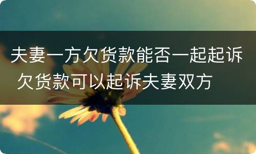 夫妻一方欠货款能否一起起诉 欠货款可以起诉夫妻双方