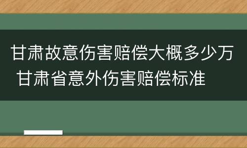 甘肃故意伤害赔偿大概多少万 甘肃省意外伤害赔偿标准