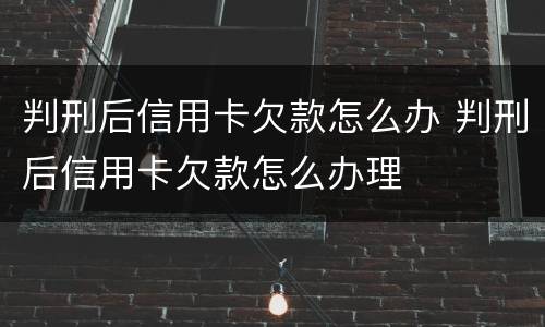 判刑后信用卡欠款怎么办 判刑后信用卡欠款怎么办理