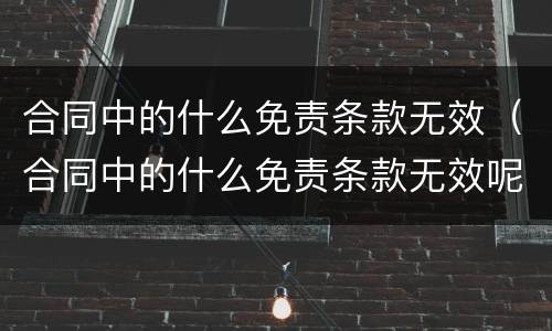 合同中的什么免责条款无效（合同中的什么免责条款无效呢）