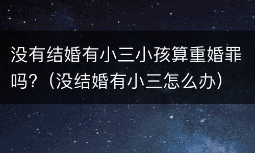 没有结婚有小三小孩算重婚罪吗?（没结婚有小三怎么办）