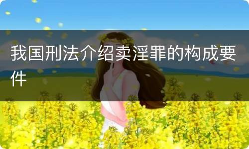 我国刑法介绍卖淫罪的构成要件