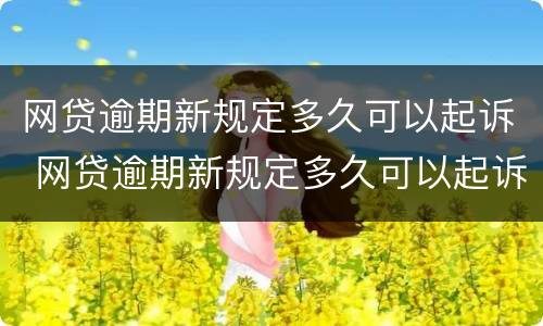 网贷逾期新规定多久可以起诉 网贷逾期新规定多久可以起诉